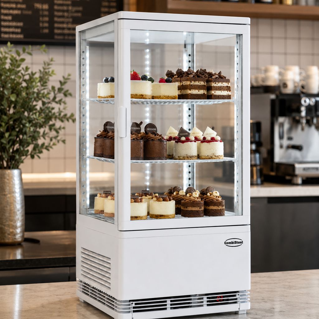 KOELVITRINE 68L WIT - in gebruik