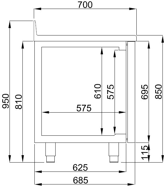 700 KOELWERKBANK RAND 3 DEUREN MONOBLOCK - aanvullende productfoto 2
