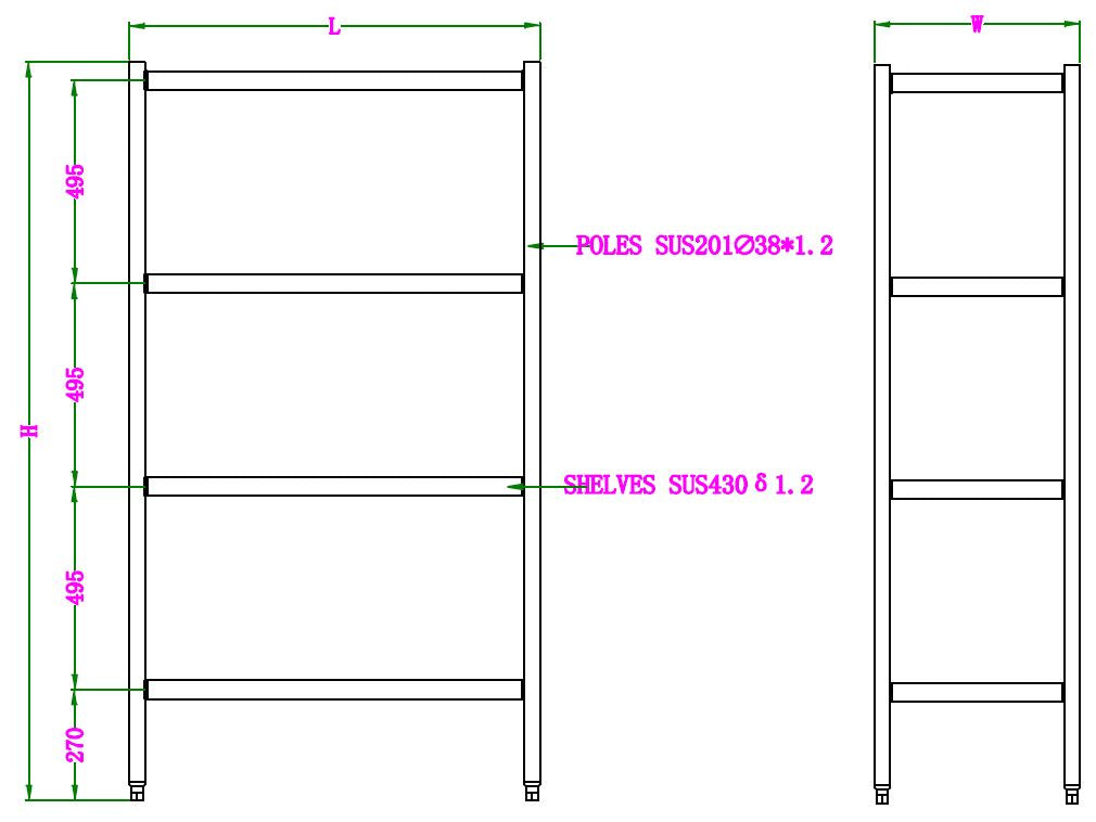 STELLING 4 LEVELS DEMONTABEL 900 - aanvullende productfoto 1