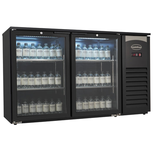 Barkoeler 2 glasdeuren zwart 305 l LED - Combisteel 7503.0005