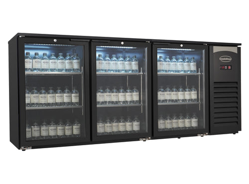 BARKOELER 3 GLASDEUREN ZWART 470L LED - 7503.0010
