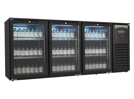 Barkoeler 3 glasdeuren zwart 470 l LED - Combisteel 7503.0010