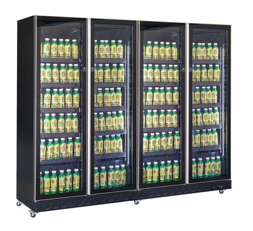 Koelkast 4 glasdeuren zwart - Combisteel 7526.0020