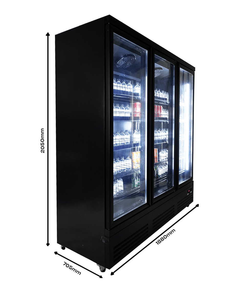Refrigerator 3 glass doors black CEB-1600R bl - Combisteel 7526.0110