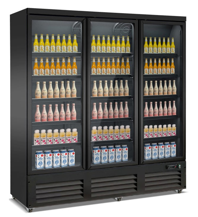 KOELKAST 3 GLASDEUREN ZWART CEB-1600R BL - 7526.0110