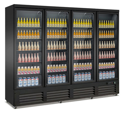 Koelkast 4 glasdeuren zwart CEB-2000R bl - Combisteel 7526.0115