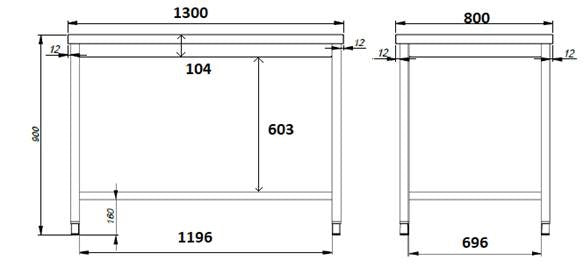 800 WERKTAFEL OPEN ONDERSTEL 1300 - aanvullende productfoto 1
