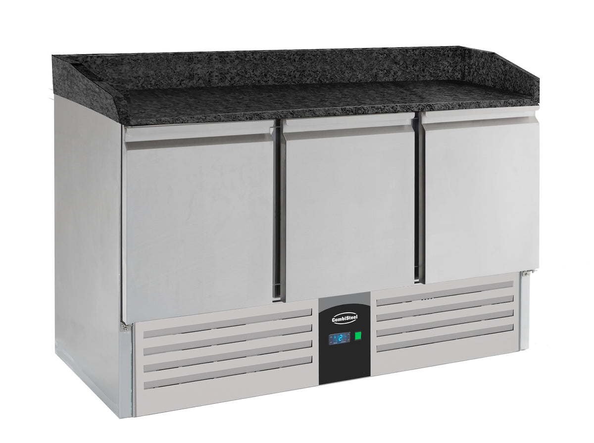 Pizza preparation counter 3 doors black granite worktop - Combisteel 7950.0061