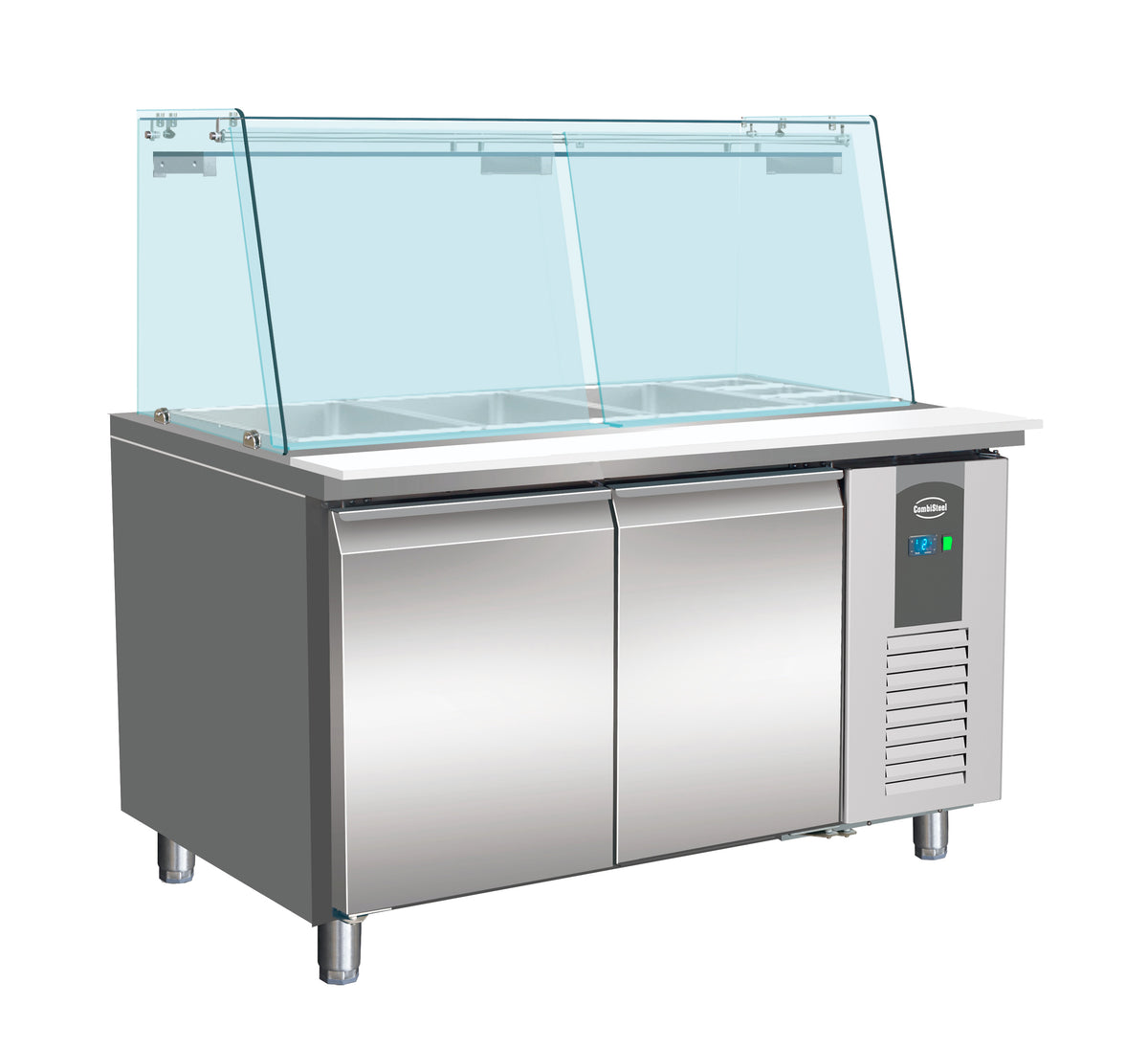 Refrigerated counter glass straight 2 doors 3X 1/1 + 3X 1/6 GN pan - 1360x700 mm - Combisteel 7950.0422