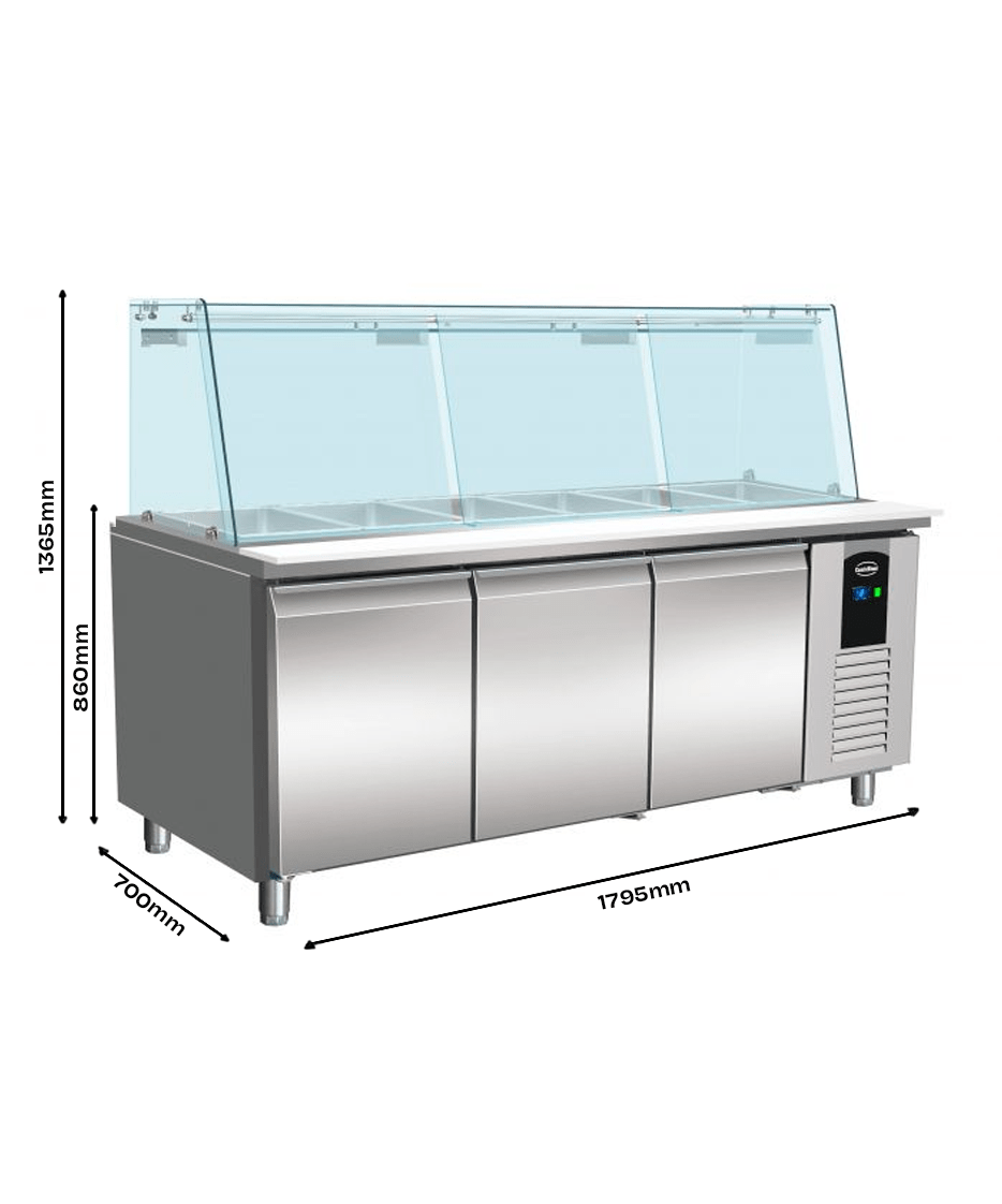 KOELWERKBANK GLAS RECHT 3 DEUREN 5X 1/1 GN PAN - aanvullende productfoto 1