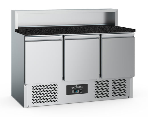 Pizzawerkbank 3 deurs 8x1/6GN pan zwart graniet werkblad - Combisteel 7950.5096