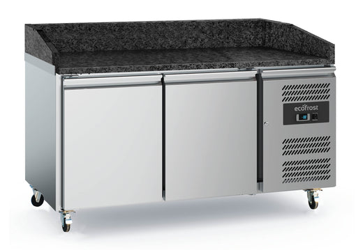 Pizzawerkbank 2 deurs zwart graniet werkblad - met wielen - Combisteel 7950.5137