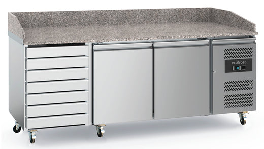 Pizzawerkbank 2 deurs 7 laden met wielen - Combisteel 7950.5150