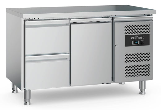 Koelwerkbank 1 deur 2 laden met verstelbare poten - 1360x700 mm - Combisteel 7950.5155