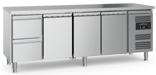 Koelwerkbank 3 deuren 2 laden met verstelbare poten - 2230x700 mm - Combisteel 7950.5165