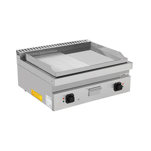 Elektrische bakplaat Unninox E70GP20B+GSC - 1/2 glad + 1/2 geribd chroom