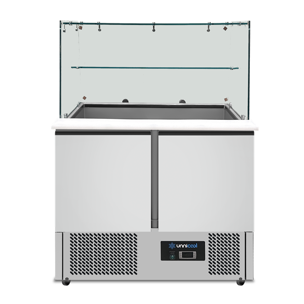 Saladette with glass top section, 90x70x85(h)cm Unninox UNN900VG