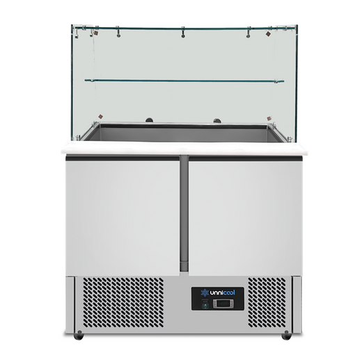 Saladette met glasopbouw, 90x70x85(h)cm Unninox UNN900VG