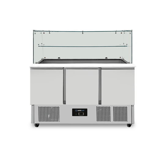 Saladette met glasopbouw, 137x70x85(h)cm Unninox UNN903VG