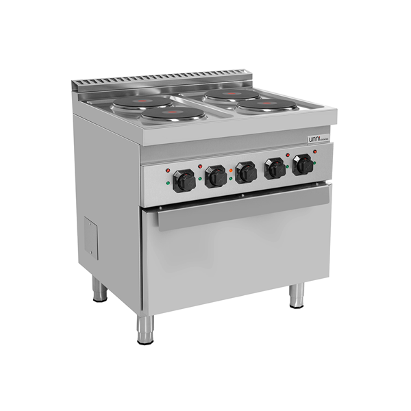 Unninox Electric Range 4 PL with Electric Oven – E70FEO20 - E70FEO20