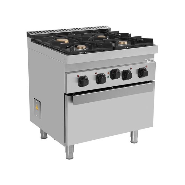 Unninox Gas Range with Electric Oven – 4 Burners – E70FG020 - E70FGO20