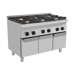Unninox Gas stove with doors – 44kW – 6 Burners – G70C20K - G70C30K