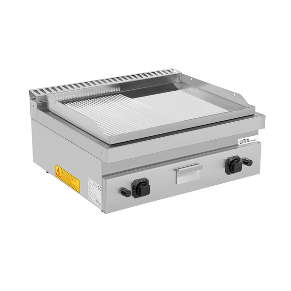 Unninox Griddle plate Gas– 1/2 Smooth - 1/2 Grooved Chrome – G70GP20B+GSC - G70GP20B+GSC