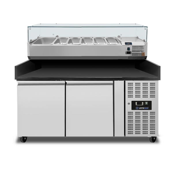 Unninox Pizza Counter 2 Doors – 151x80x100cm + BLACK - UNN2600TN-BL