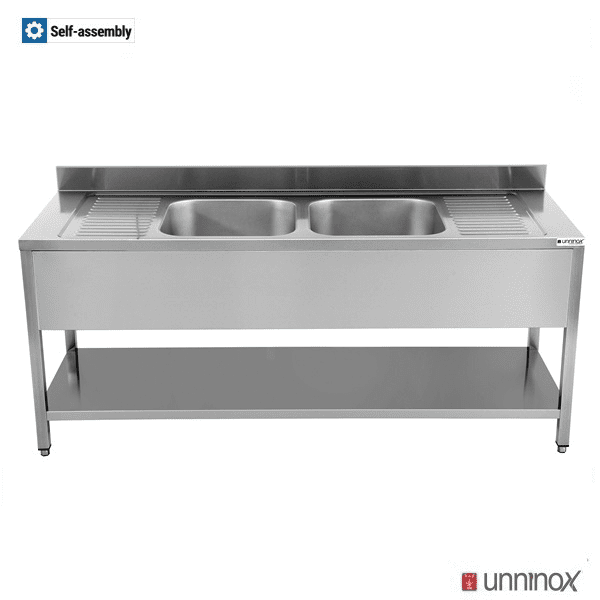 Unninox 2000x700xH850mm 2 Bowls Middle - SPL20070M2