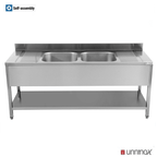 Unninox 2000x700xH850mm 2 Bowls Middle - SPL20070M2