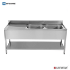 Unninox 1600x700xH850mm 2 Bowls Right - SPL16070R2