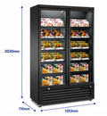 Unninox Freezer 2 Glass Doors – 1253×710×2030mm - 985Ltr - UNN126BT