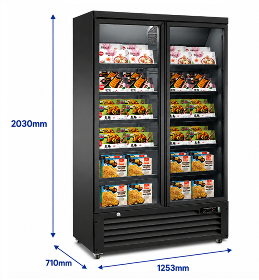 Freezer cabinet 2 glass doors Unninox UNN126BT - 1253×710×2030 mm - 985Ltr