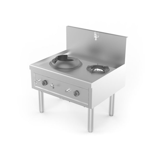 Gaswokfornuis Unninox WK-1+1 - Gas - 1 wokbrander + 1 soepbrander - 36,7 kW - 1000x850x1100 mm