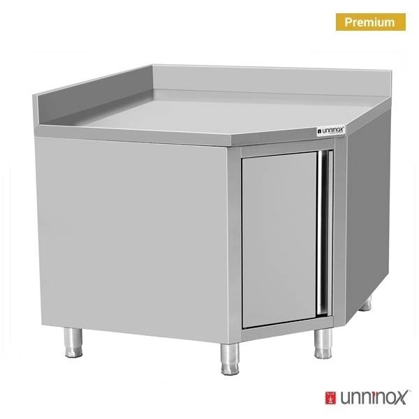 Unninox Worktable Corner With Door + Upstand 1000x700 - WT-10010085-SC70