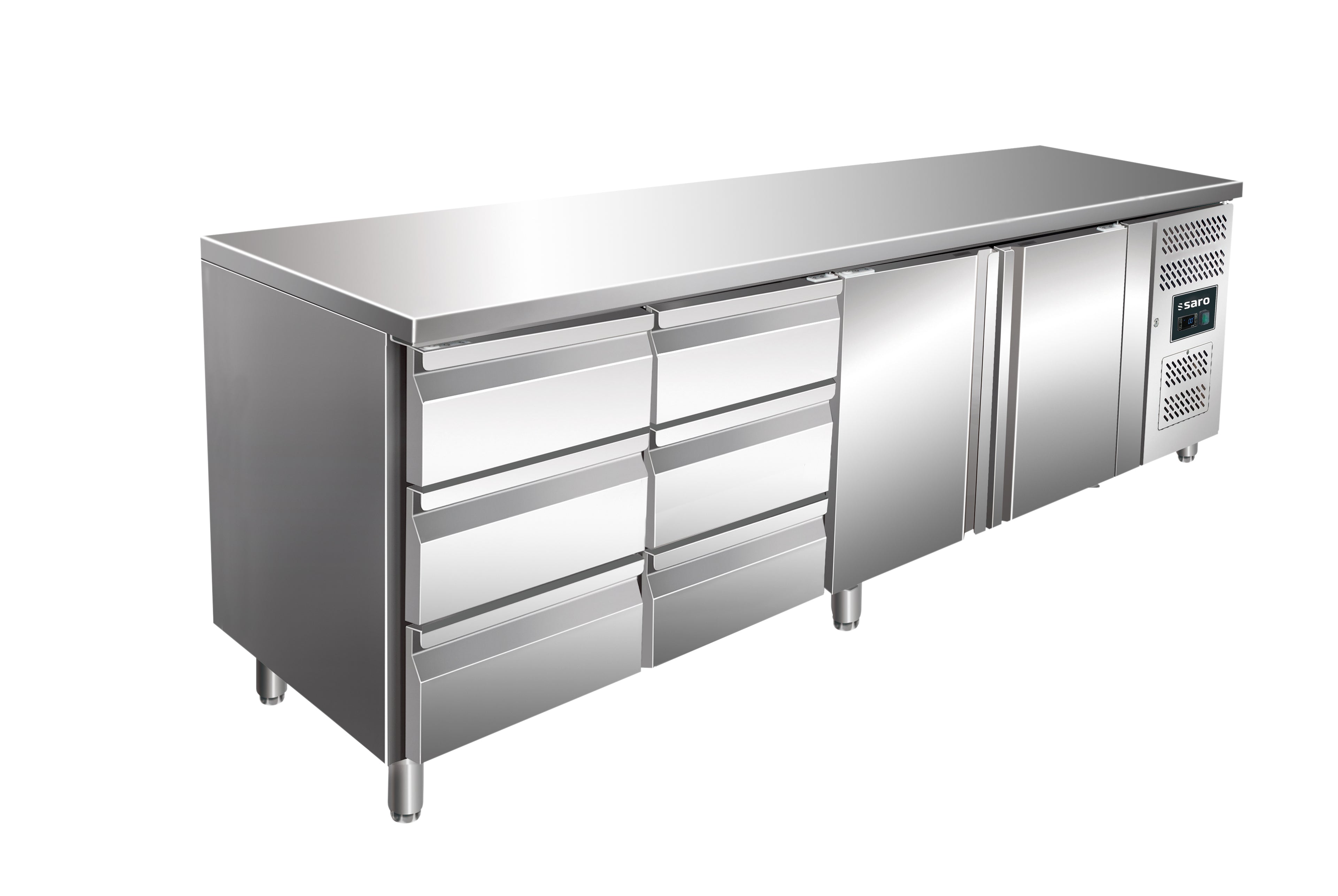 SARO Gekoelde werkbank met 2 deuren en 2x set van 3 lades, model KYLJA 4150 TN