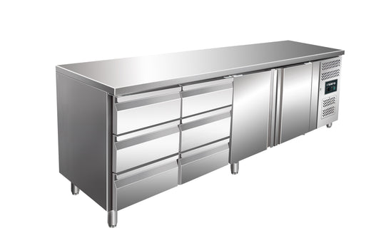 SARO Gekoelde werkbank met 2 deuren en 2x set van 3 lades, model KYLJA 4150 TN