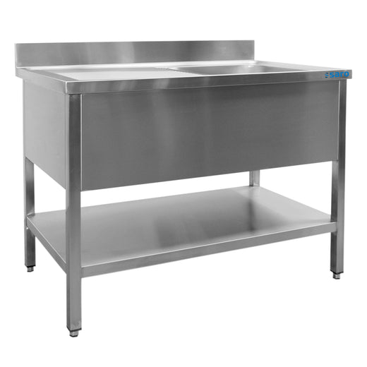 SARO spoeltafel met 1 wasbak, rechts - 600 mm diepte, 1200 mm