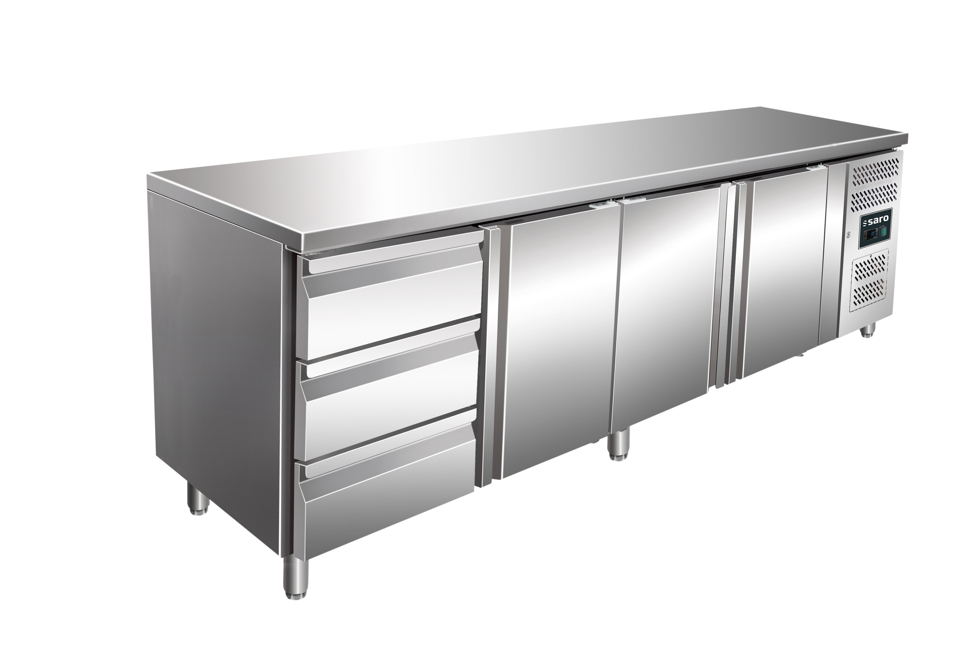 SARO Gekoelde werkbank met 3 deuren en 1x set van 3 lades, model KYLJA 4130 TN