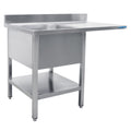 SARO Spoeltafel met 2 wasbakken, links - 700 mm diepte, 1400 mm