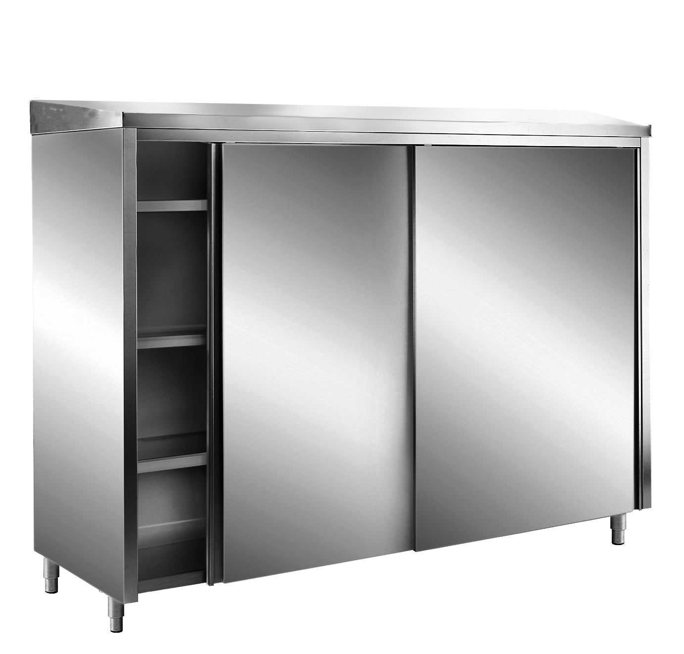SARO RVS opbergkasten met schuifdeuren AISI 430, schuin dak, 1200x700