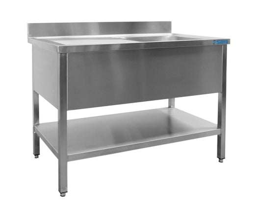 SARO Spoeltafel met 1 wasbak, links - 700 mm diepte, 1000 mm