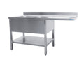 SARO Spoeltafel met 2 wasbakken, links - 700 mm diepte, 1800 mm