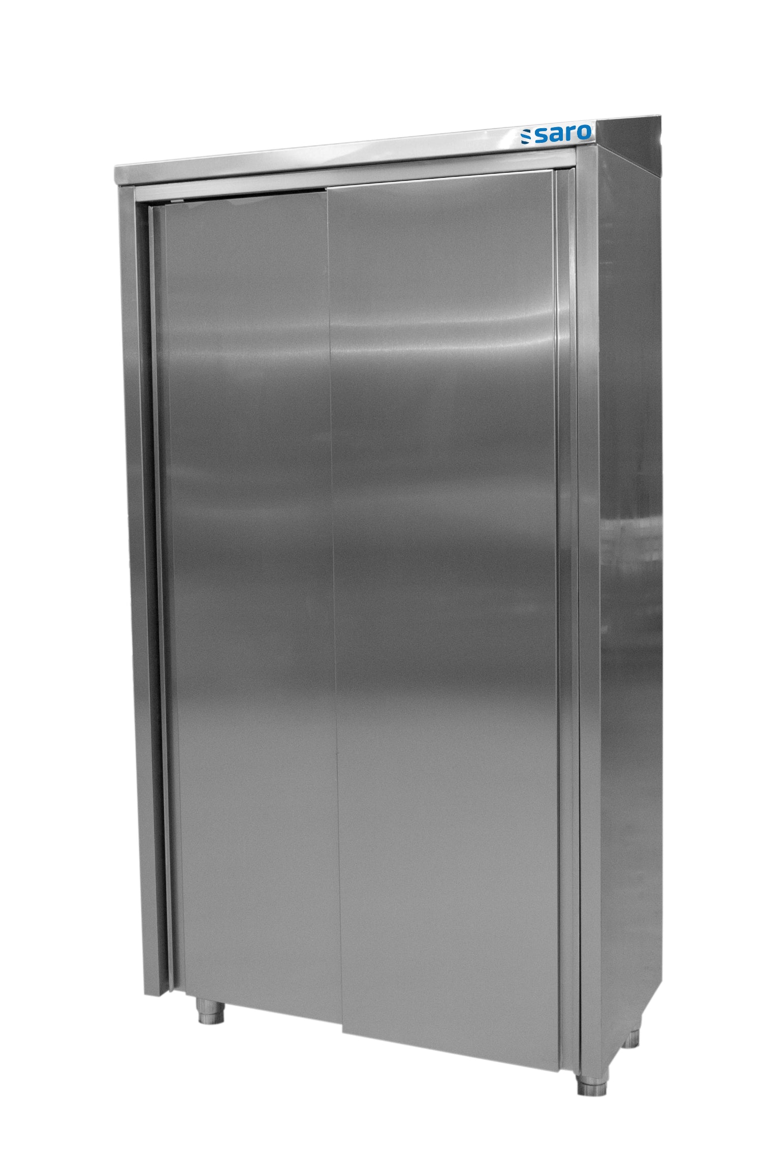 SARO Hoge kast roestvrij staal met 3 schappen en 2 schuifdeuren, 1000 mm
