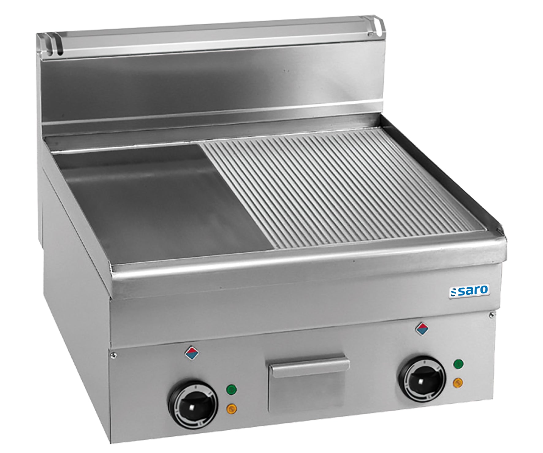 SARO Elektrische Grillplaat 1/2 Glad 1/2 Geribbeld 600x600 model EFT66LR