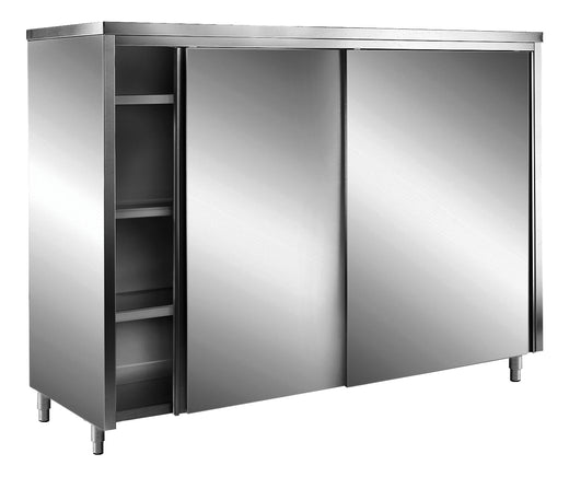 SARO RVS opbergkasten met schuifdeuren AISI 430, plat dak, 1600x600