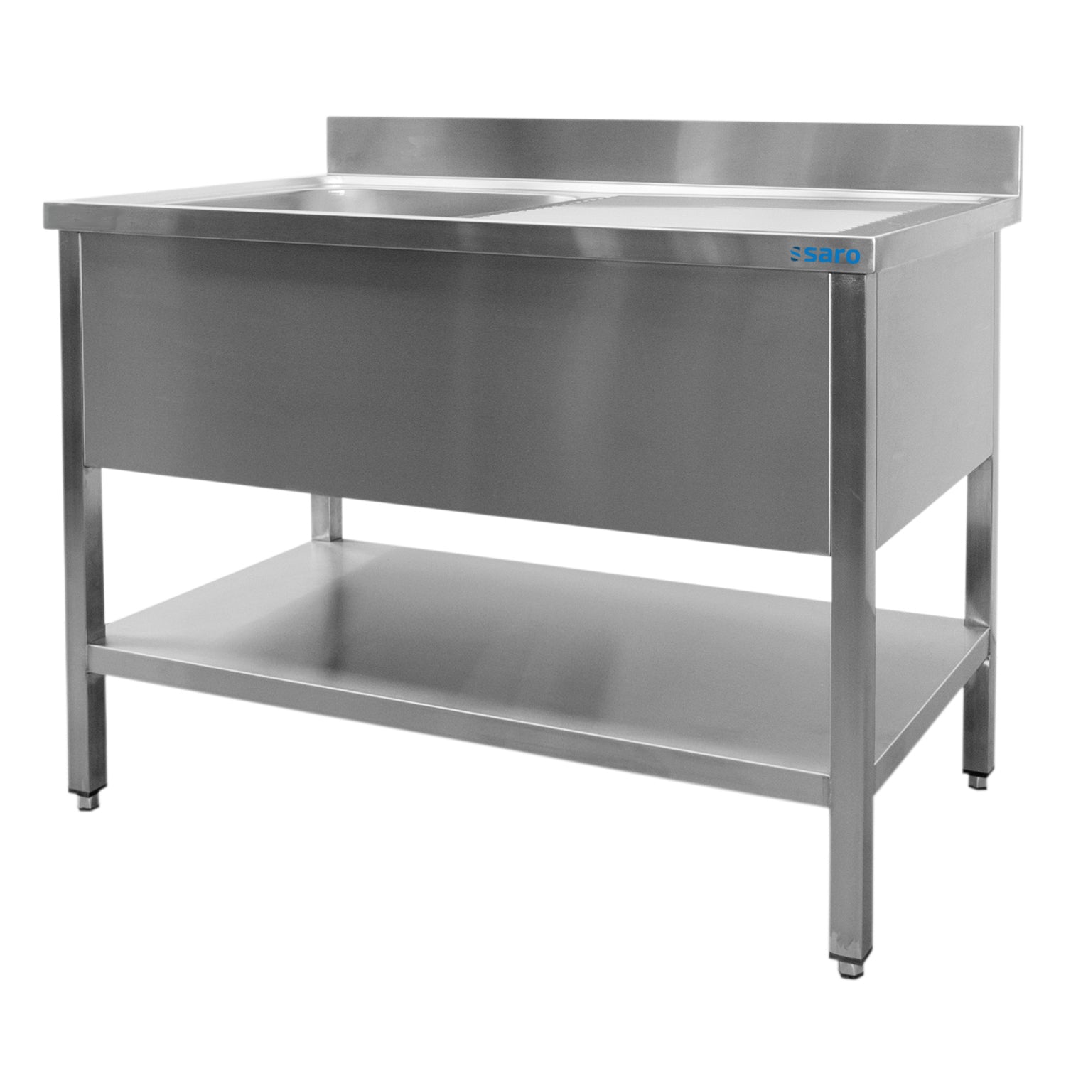 SARO spoeltafel met 1 wasbak, links - 600 mm diepte, 1400 mm