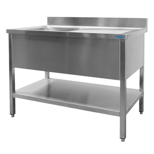 SARO spoeltafel met 1 wasbak, links - 600 mm diepte, 1400 mm