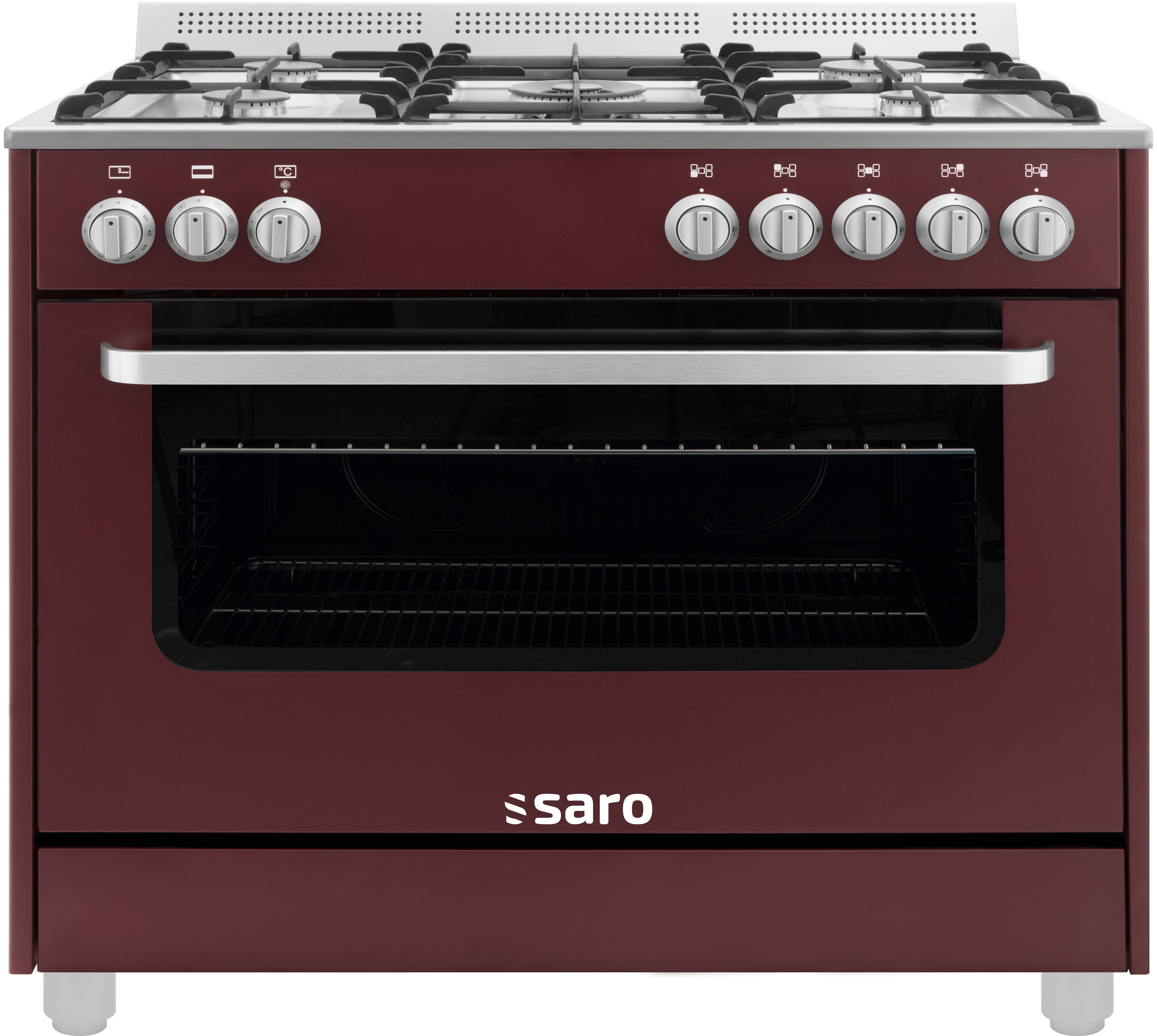 SARO Multifunctioneel gasfornuis met electrische oven model TS95C61LVI bordeaux