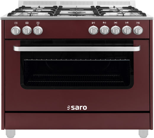 SARO Multifunctioneel gasfornuis met electrische oven model TS95C61LVI bordeaux